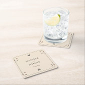 西ボホホースシューモノグラム素朴ズ結婚ズ スクエアペーパーコースター (インサイチュ)