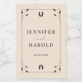 西ボホホースシューモノグラム素朴ズ結婚ズ ワインラベル (シングルラベル)