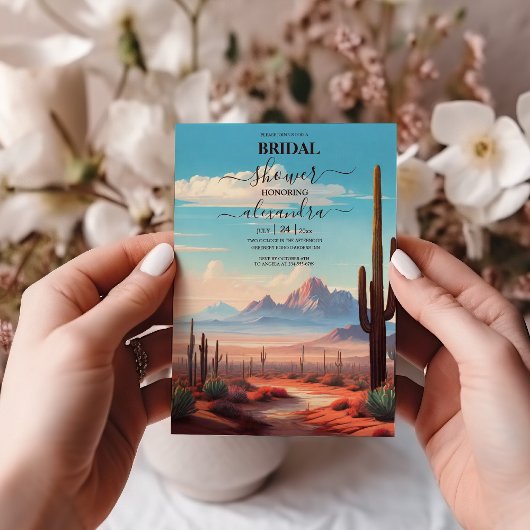 西メキシコサボテン砂漠ブライダルシャワー 招待状