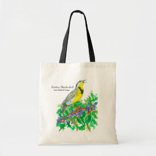 西メドウラルクオレゴンの花の鳥 トートバッグ