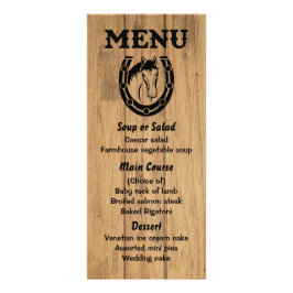 西メニューホースブラウンウッドカントリーウェディング ラックカード