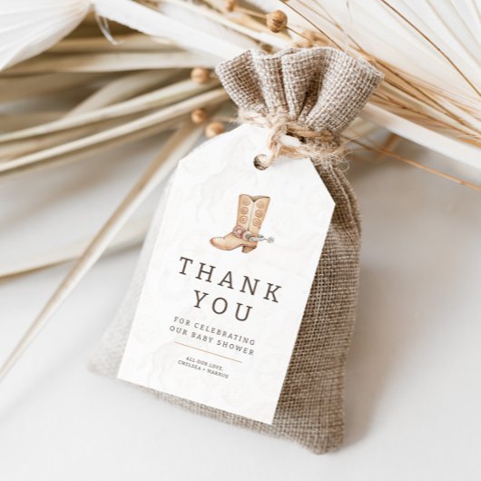 西モダンロデオ水の色ベビーシャワーの好意 ギフトタグ