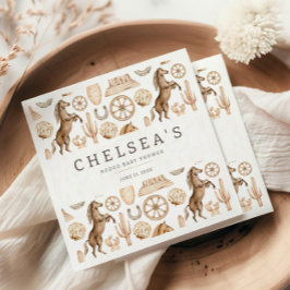 西モダンロデオ水色ベビーシャワー スタンダードカクテルナプキン