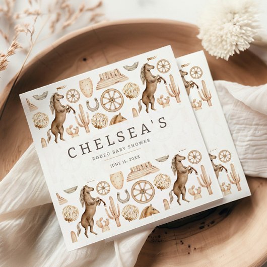 西モダンロデオ水色ベビーシャワー スタンダードカクテルナプキン