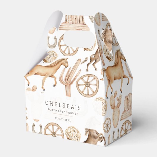 西モダンロデオ水色ベビーシャワー フェイバーボックス (正面サイド)