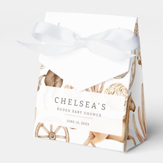 西モダンロデオ水色ベビーシャワー フェイバーボックス (正面サイド)