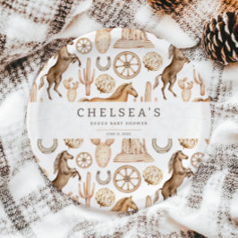 西モダンロデオ水色ベビーシャワー ペーパープレート