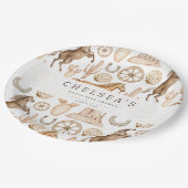 西モダンロデオ水色ベビーシャワー ペーパープレート (アングル)