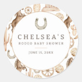 西モダンロデオ水色ベビーシャワー ラウンドシール (正面)