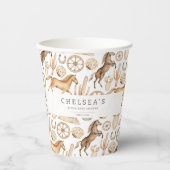 西モダンロデオ水色ベビーシャワー 紙コップ (正面)