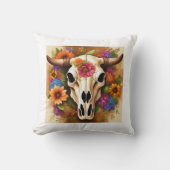西モダン牛スカル花装飾用クッション クッション (正面)