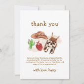 西モダン砂漠サボクカウボーイベビーシャワー サンキューカード (正面)
