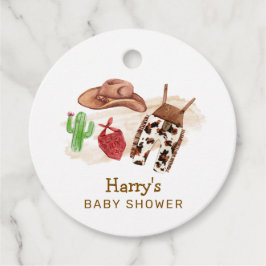 西モダン砂漠サボクカウボーイベビーシャワー フェイバータグ