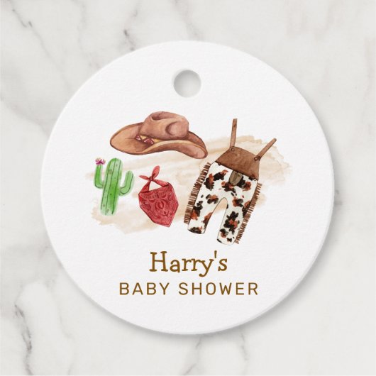 西モダン砂漠サボクカウボーイベビーシャワー フェイバータグ (正面)