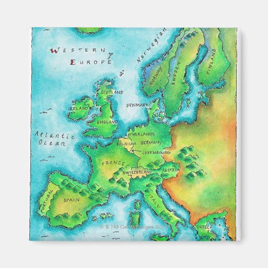 西ヨーロッパの地図 マグネット (正面)