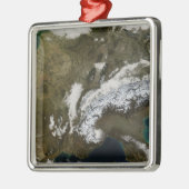西ヨーロッパの雪、霧、低雲 メタルオーナメント (左)