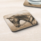 西ランチホースオールドフォトセピア コースター (左側)