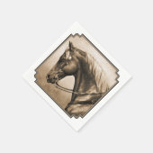 西ランチホースオールドフォトセピア スタンダードカクテルナプキン (角)