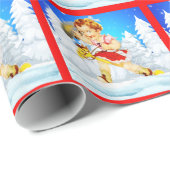 西リトル女性のカーボーイオンスティックホース冬のシーン ラッピングペーパー (ロールコーナー)