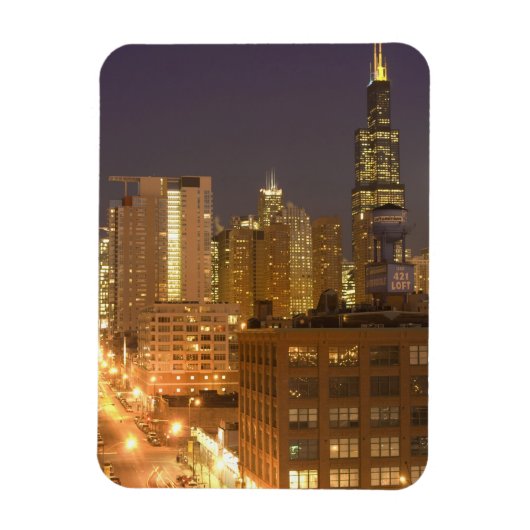 西ループからシカゴ、イリノイ、スカイライン マグネット (縦)