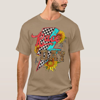 西レースデー市松模様にフラッグライトボルトレース李 Tシャツ