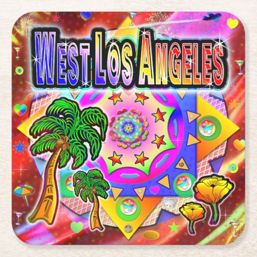 西ロサンゼルストロピカルフレンズコースター スクエアペーパーコースター (正面)