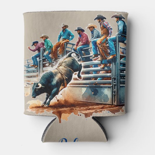 西ロデオのカウボーイズ牛の乗馬とチュート 缶クーラー (正面)