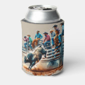 西ロデオのカウボーイズ牛の乗馬とチュート 缶クーラー (缶裏面)
