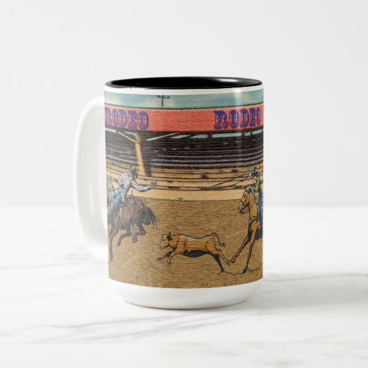 西ロデオイベントカウボーイズローピングウマングルズ ツートーンマグカップ (正面左)