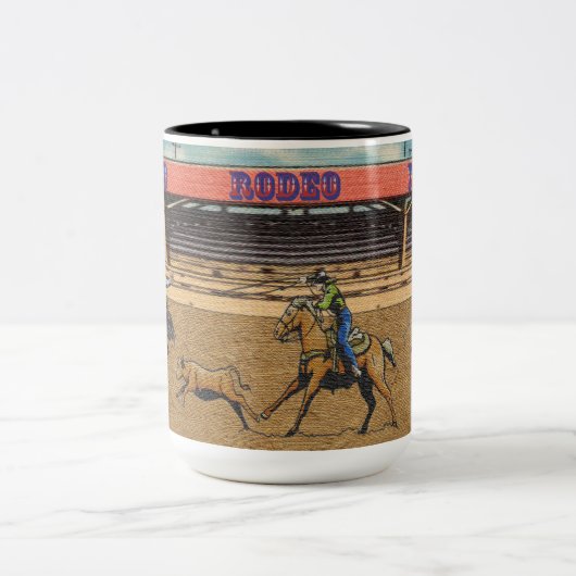 西ロデオイベントカウボーイズローピングウマングルズ ツートーンマグカップ (中央)