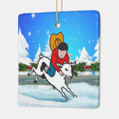 西ロデオカウボーイキッドマットンバスタースノーシーン セラミックオーナメント (左)