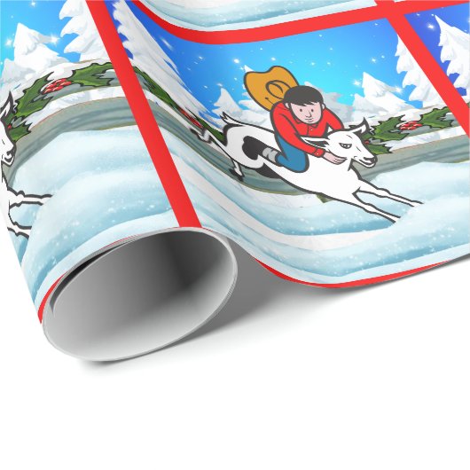 西ロデオカウボーイキッドマットンバスタースノーシーン ラッピングペーパー (ロールコーナー)