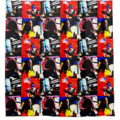 西ロデオカウボーイズ女性のカーボーイフォトコラージデコール シャワーカーテン (正面)