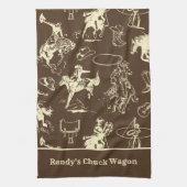 西ロデオカウボーイダークブラウンパーソナライズされた キッチンタオル (縦)