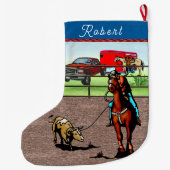 西ロデオカウボーイチームのローピングステア ラージクリスマスストッキング (裏面)