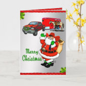 西ロデオカウボーイトラックトレーラーサンタクリスマス カード (黄色い花)