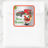 西ロデオカウボーイトラックトレーラーサンタクリスマス スクエアシール (バッグ)