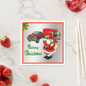 西ロデオカウボーイトラックトレーラーサンタクリスマス スタンダードカクテルナプキン (インサイチュ)