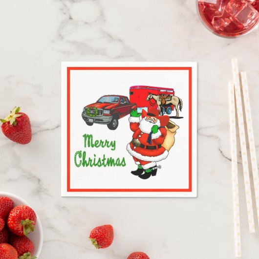 西ロデオカウボーイトラックトレーラーサンタクリスマス スタンダードカクテルナプキン (インサイチュ)