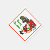 西ロデオカウボーイトラックトレーラーサンタクリスマス スタンダードカクテルナプキン (角)