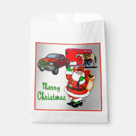 西ロデオカウボーイトラックトレーラーサンタクリスマス フェイバーバッグ (正面)