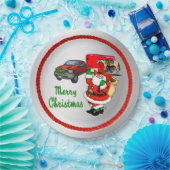 西ロデオカウボーイトラックトレーラーサンタクリスマス ペーパープレート (パーティー)
