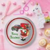 西ロデオカウボーイトラックトレーラーサンタクリスマス ペーパープレート (パーティー)
