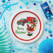 西ロデオカウボーイトラックトレーラーサンタクリスマス ペーパープレート (パーティー)