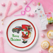 西ロデオカウボーイトラックトレーラーサンタクリスマス ペーパープレート (パーティー)