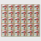 西ロデオカウボーイトラックトレーラーサンタクリスマス ラッピングペーパー (フラット)