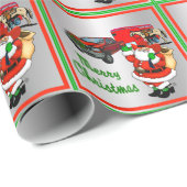 西ロデオカウボーイトラックトレーラーサンタクリスマス ラッピングペーパー (ロールコーナー)