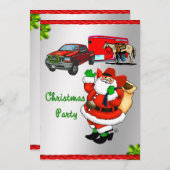 西ロデオカウボーイトラックトレーラーサンタクリスマス 招待状 (正面/裏面)