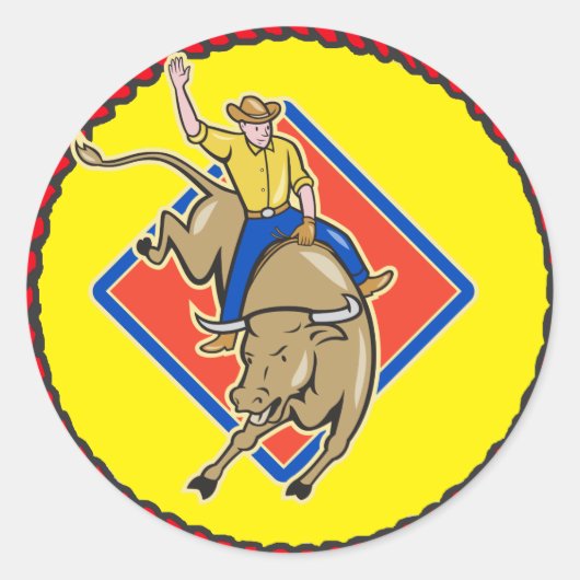 西ロデオカウボーイブルライダー ラウンドシール (正面)