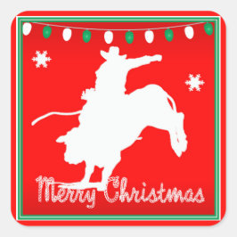 西ロデオカウボーイブルライディングクリスマス スクエアシール
